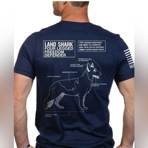 Nine Line German Shepherd Land Shark Shirt Graphic Tee Navy Blue men’s unisex L